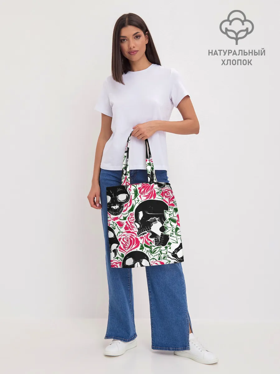 Шоппер база / Череп, розы, цветы, зубы