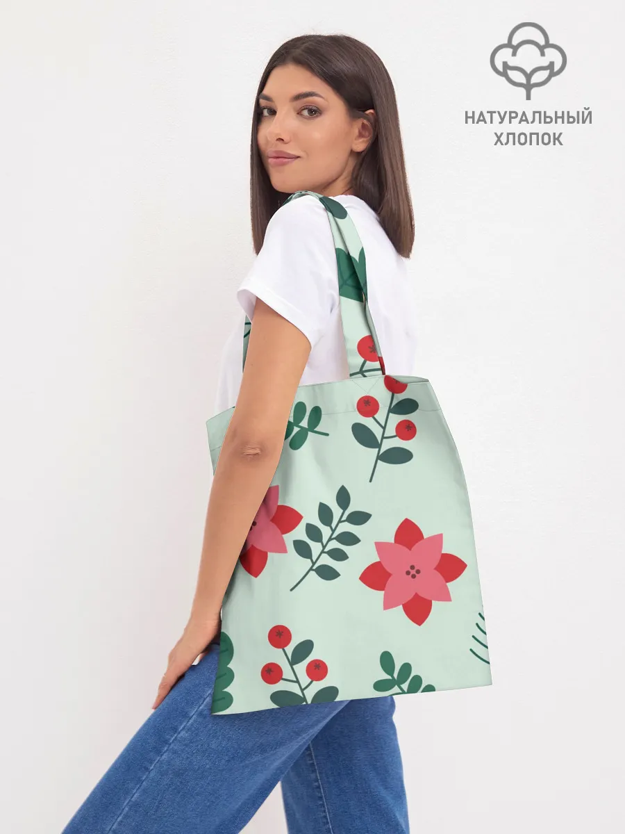 Шоппер база / цветы, ягоды, листья