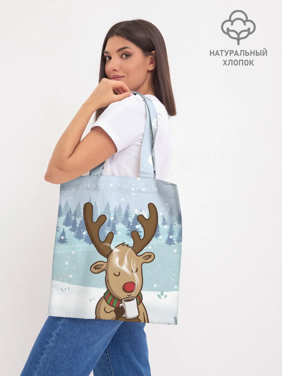 Шоппер база / Олень с кружкой