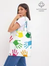 Шоппер база / Цветные ладошки - Детский узор