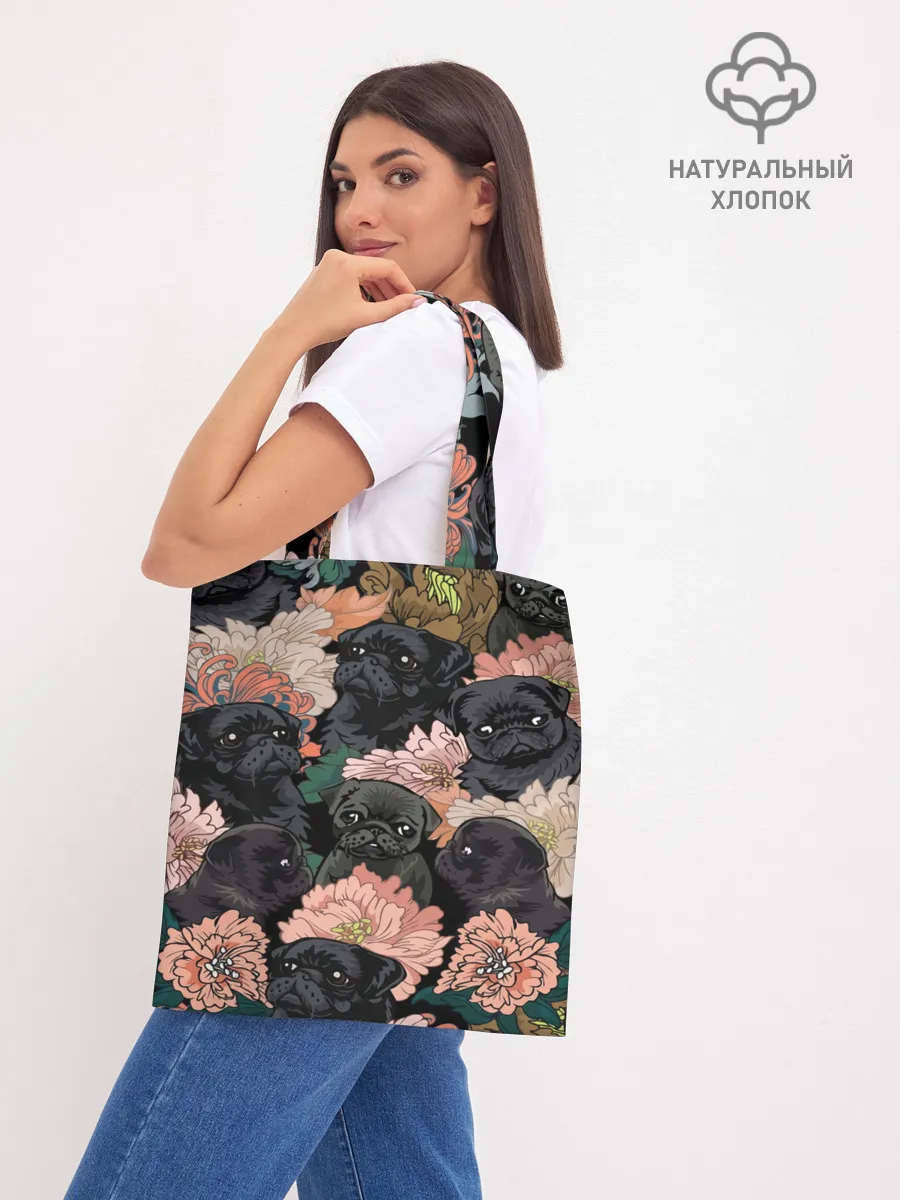 Шоппер база / Мопсы и Цветы