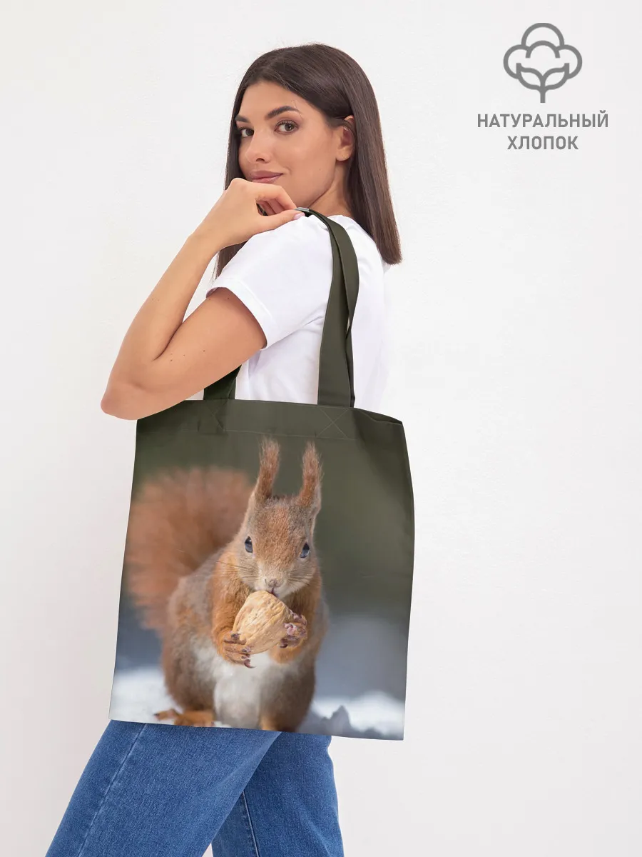 Шоппер база / белка с орехом на снегу