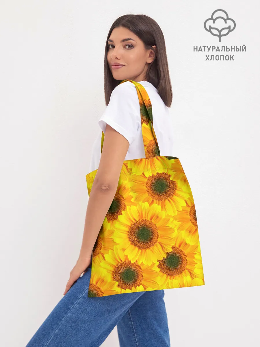 Шоппер база / Принт подсолнухи желтый