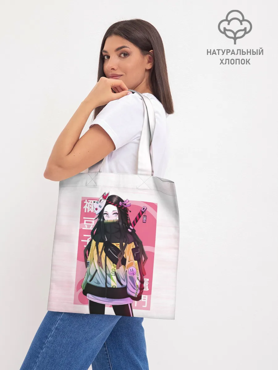 Шоппер база / Kimetsu no yaiba розовое