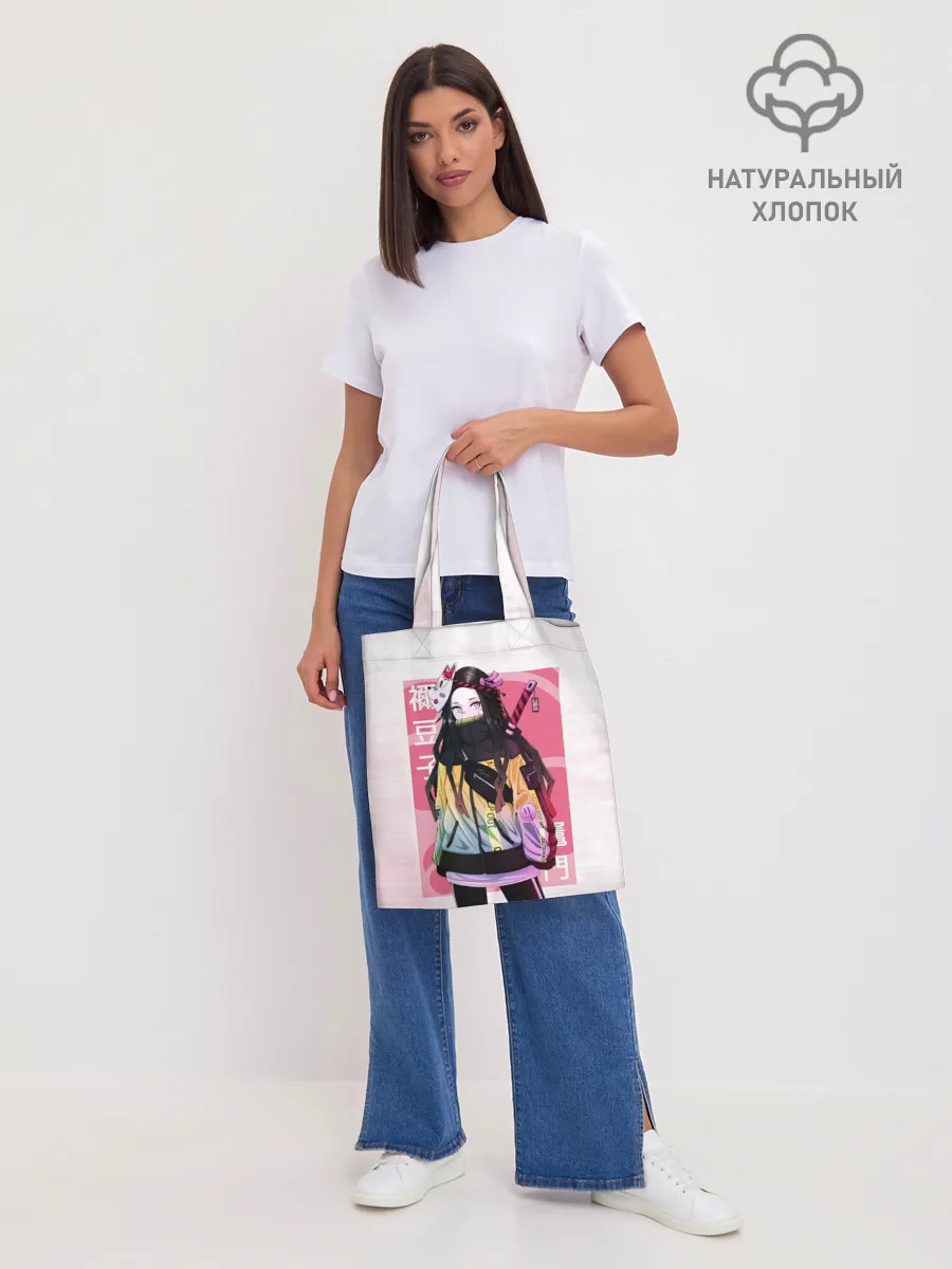 Шоппер база / Kimetsu no yaiba розовое