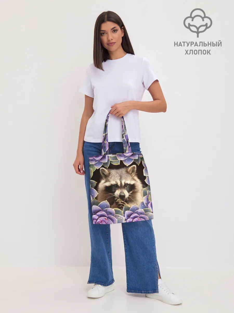 Шоппер база / Енот среди цветов