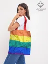 Шоппер база / Радуга - мятая ткань полотно