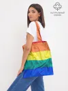 Шоппер база / Радуга - мятая ткань полотно