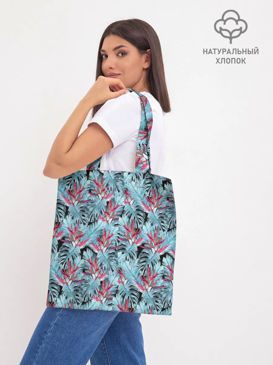 Шоппер база / Розово-голубой тропический