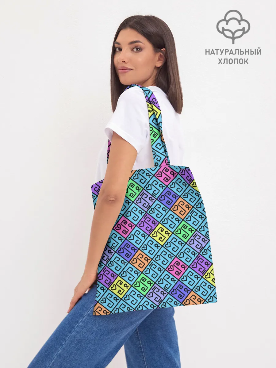 Шоппер база / Неоновый яркий абстрактный узо