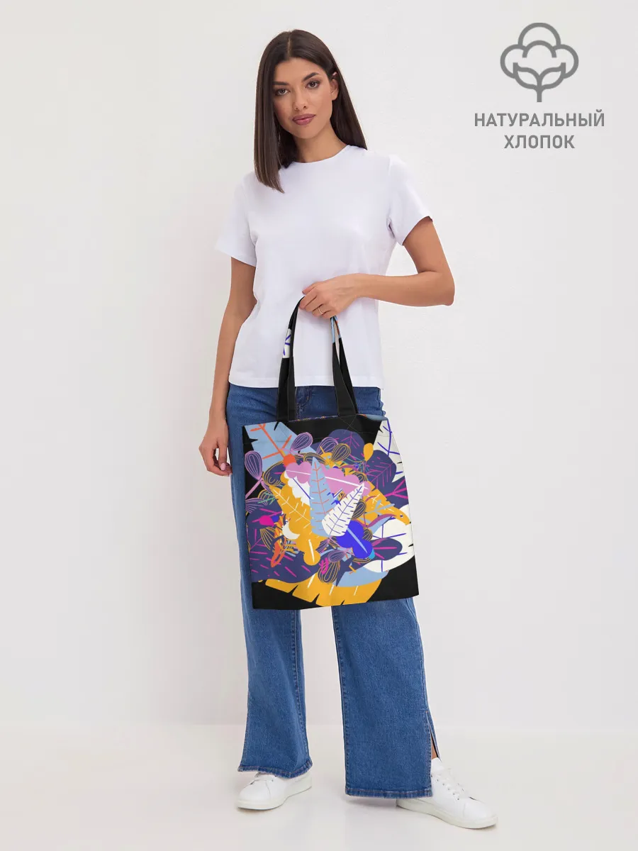 Шоппер база / узор из листьев и цветов