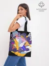 Шоппер база / узор из листьев и цветов