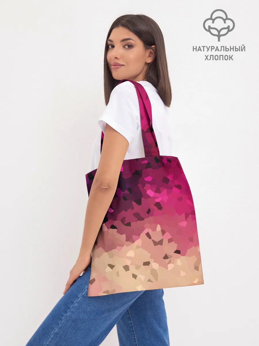 Шоппер база / Бежево-малиновый абстрактный