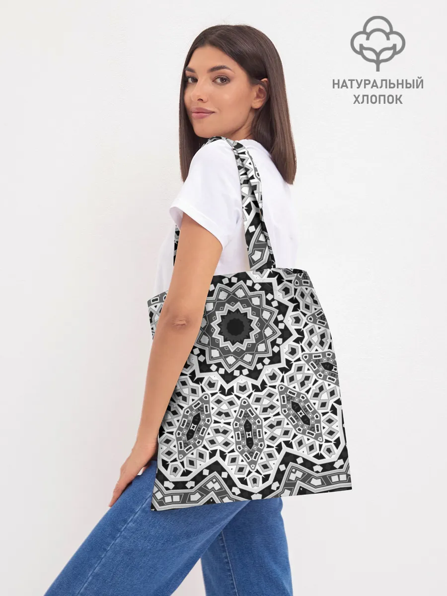 Шоппер база / Черно-белый орнамент