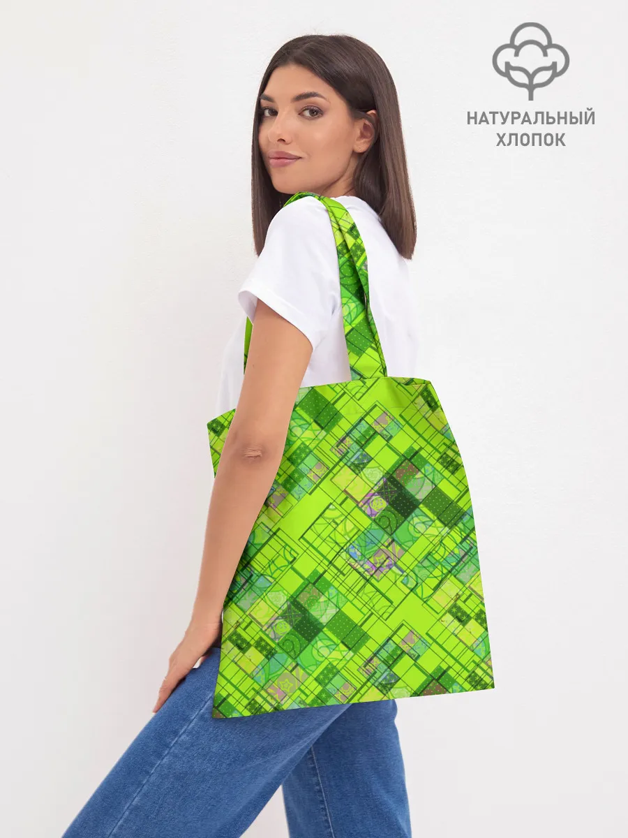 Шоппер база / Ярко-зеленый абстрактный узор