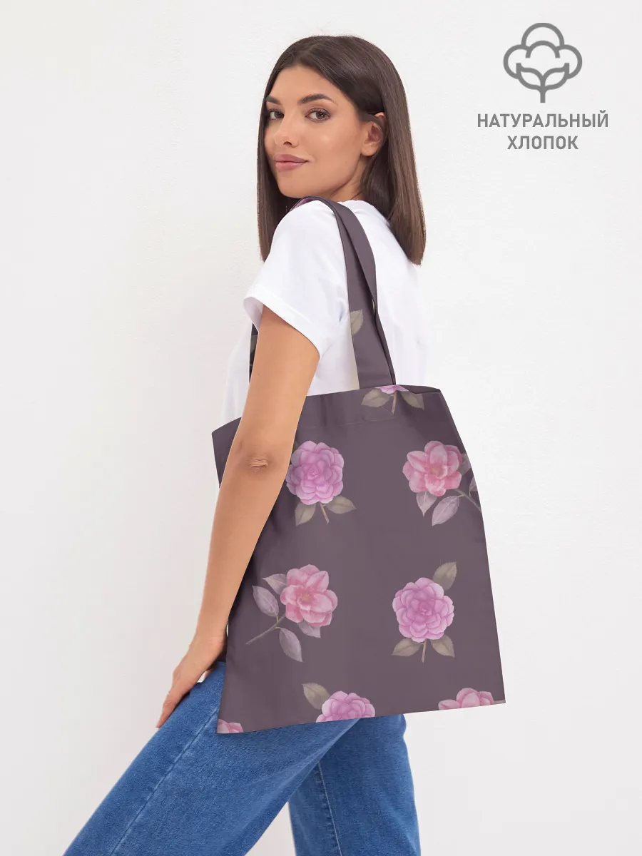 Шоппер база / Камелии на вишневом фоне