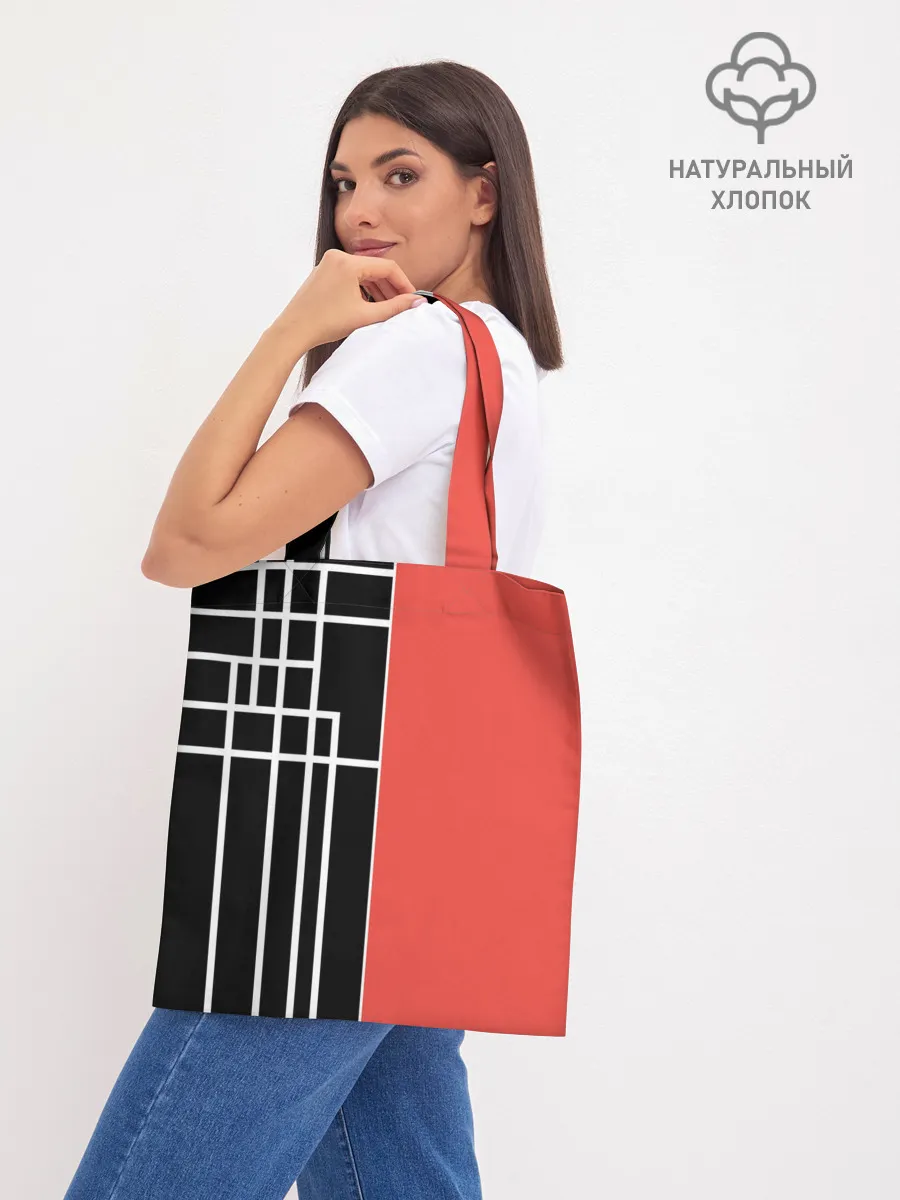Шоппер база / Черный и коралловый арт деко