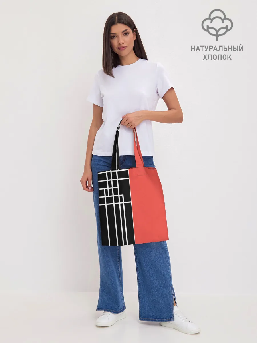 Шоппер база / Черный и коралловый арт деко