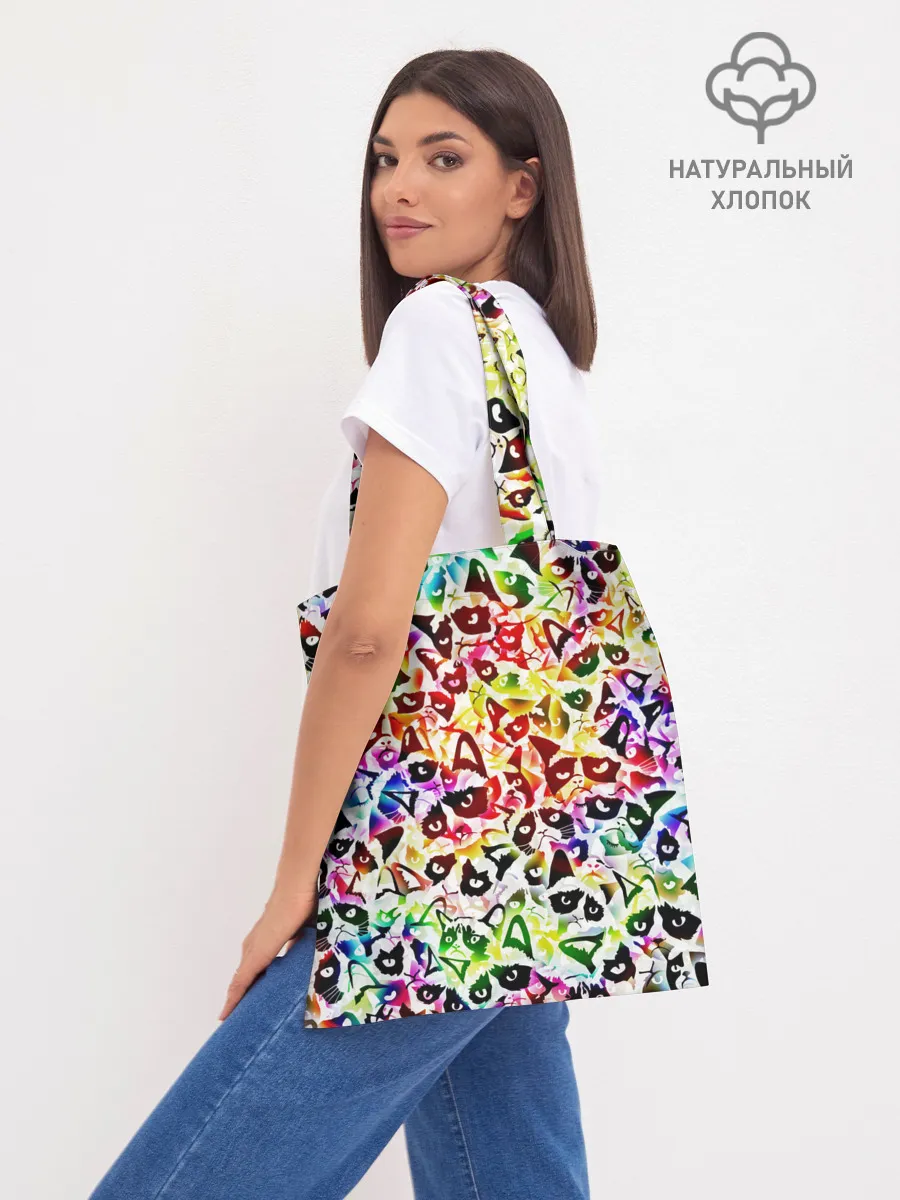 Шоппер база / Веселый узор из грустных котов