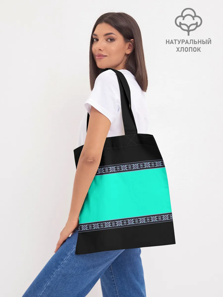 Шоппер база / Черно-бирюзовый узор