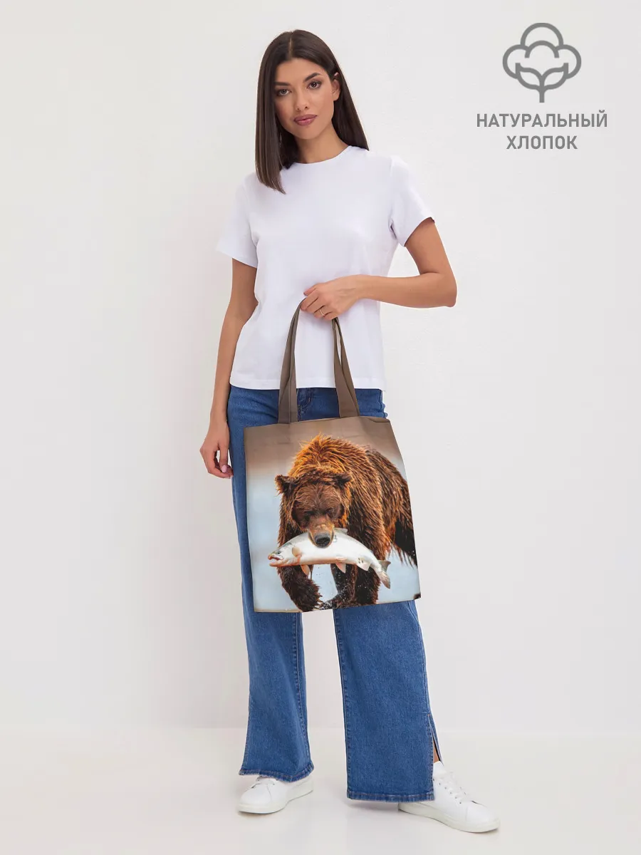 Шоппер база / Медведь с рыбой во рту