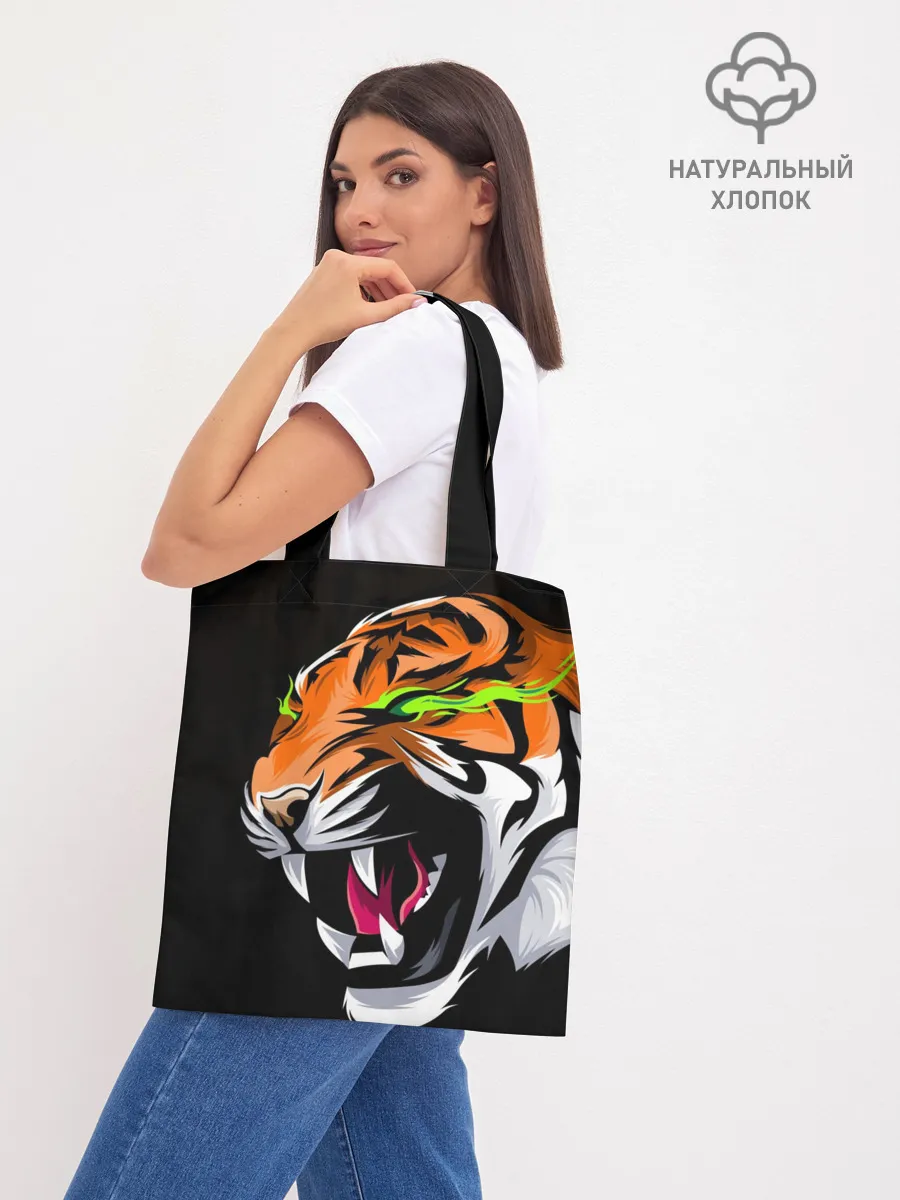 Шоппер база / Тигр, с зелеными глазами