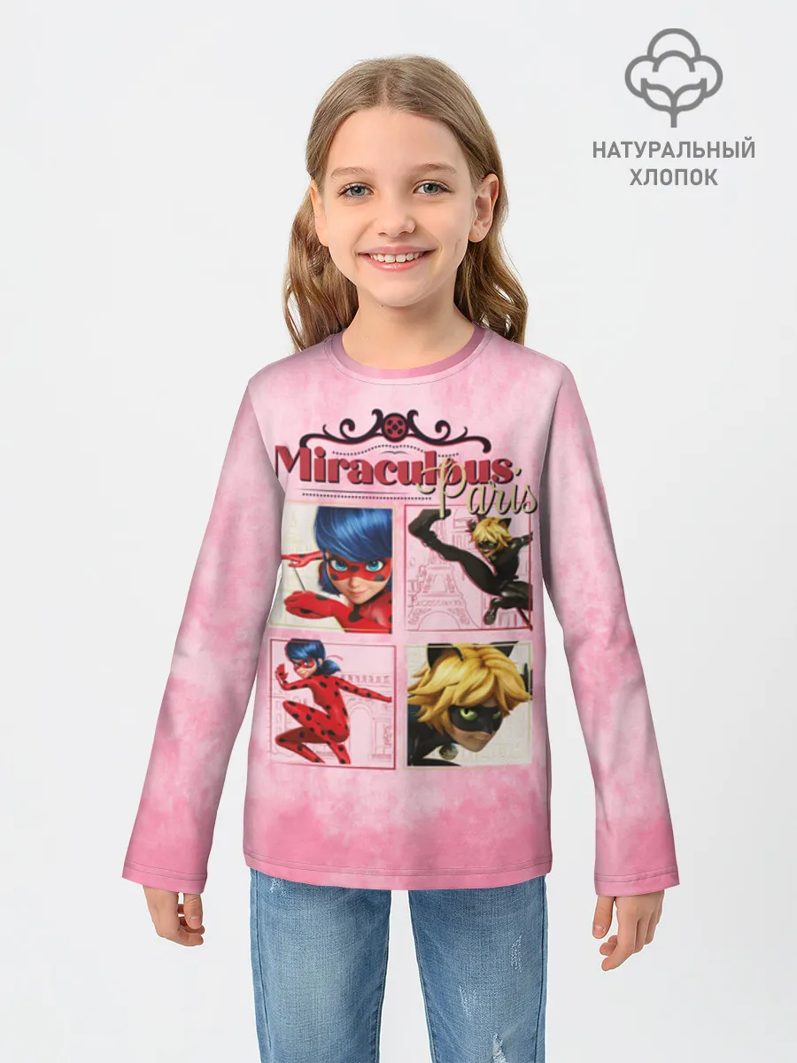 Детский лонгслив хлопок / Леди Баг Light Pink