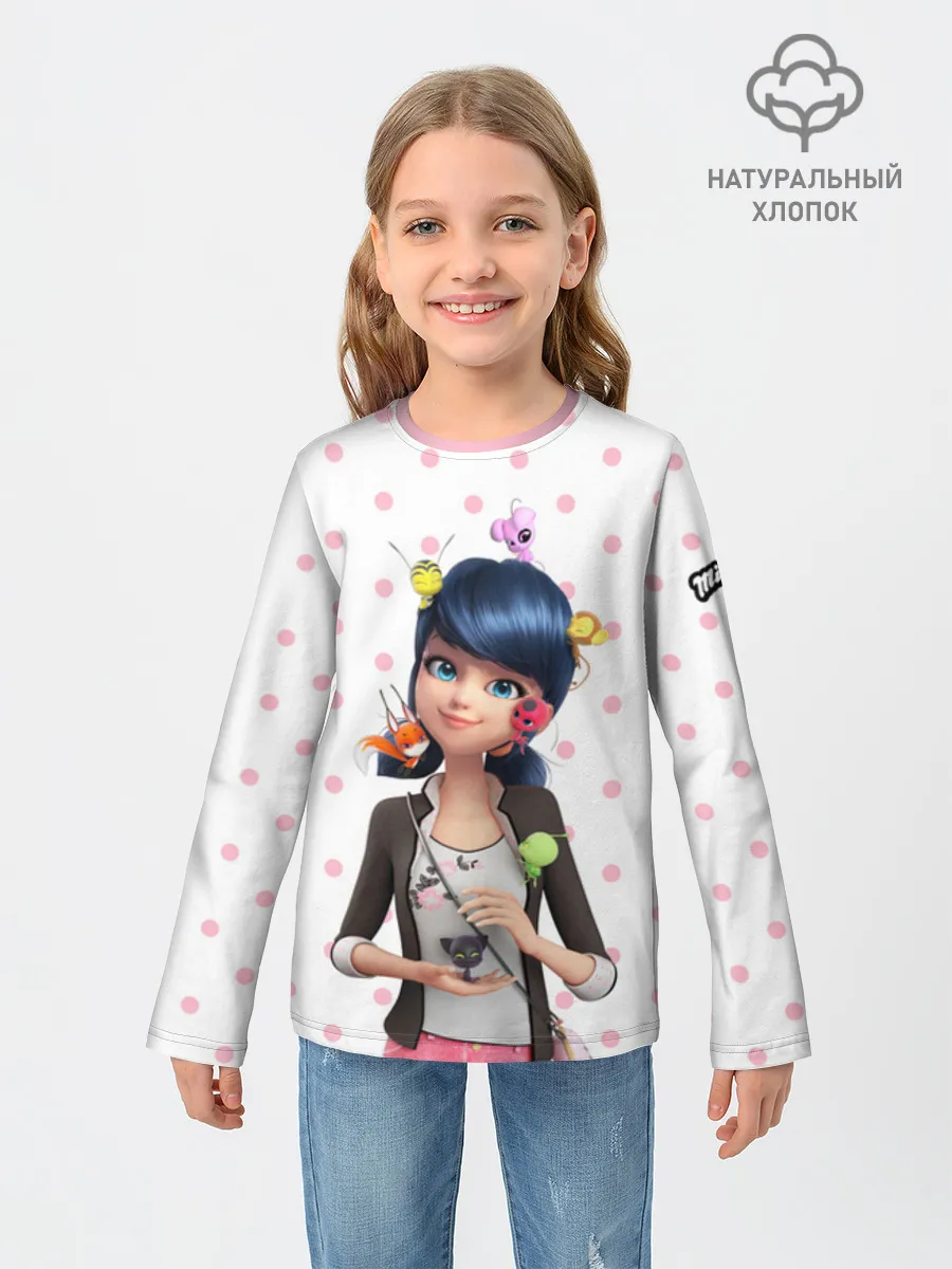 Детский лонгслив хлопок / Леди Баг White