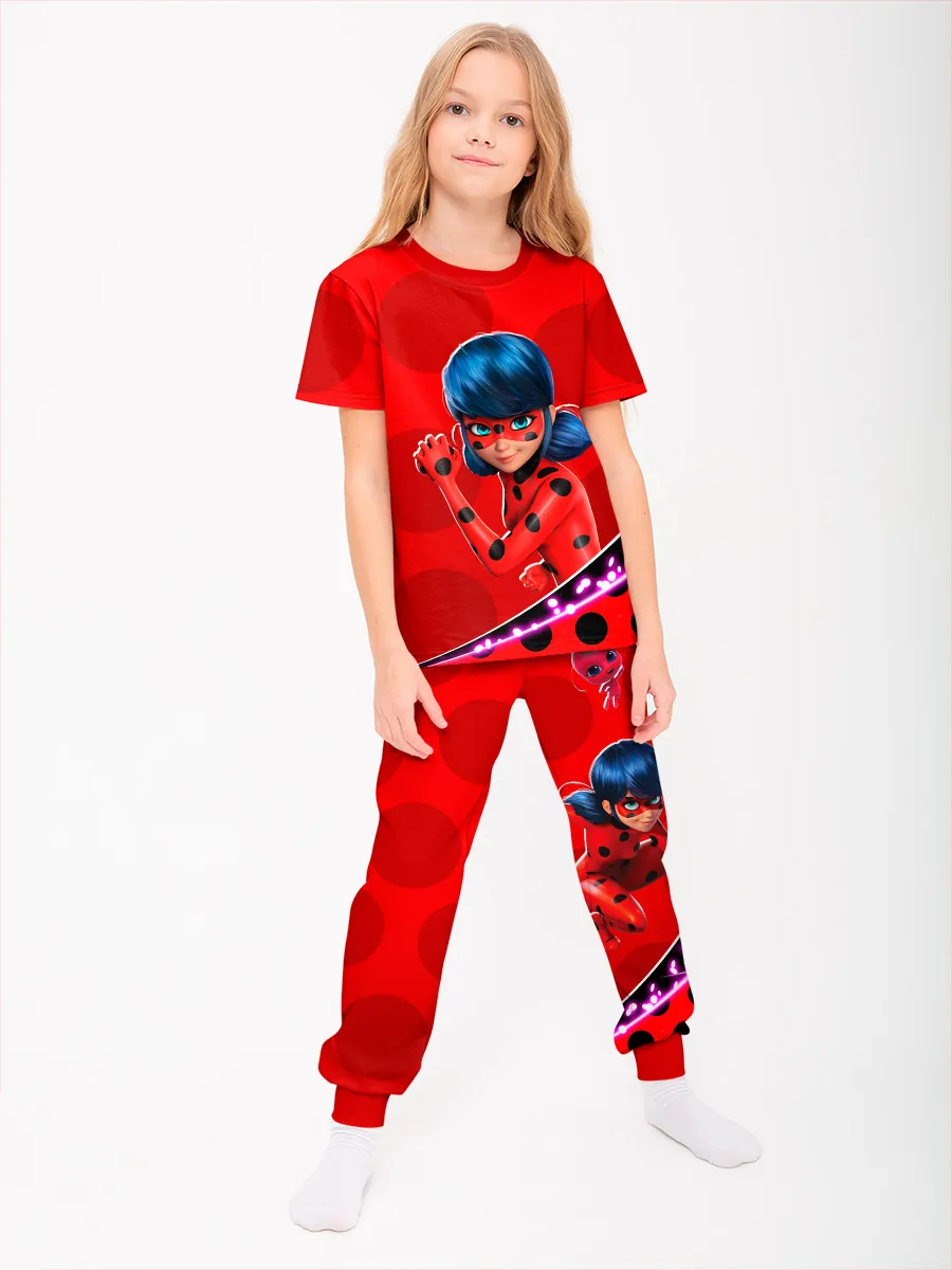 Детская пижама с брюками хлопок / P052_LBRedBig