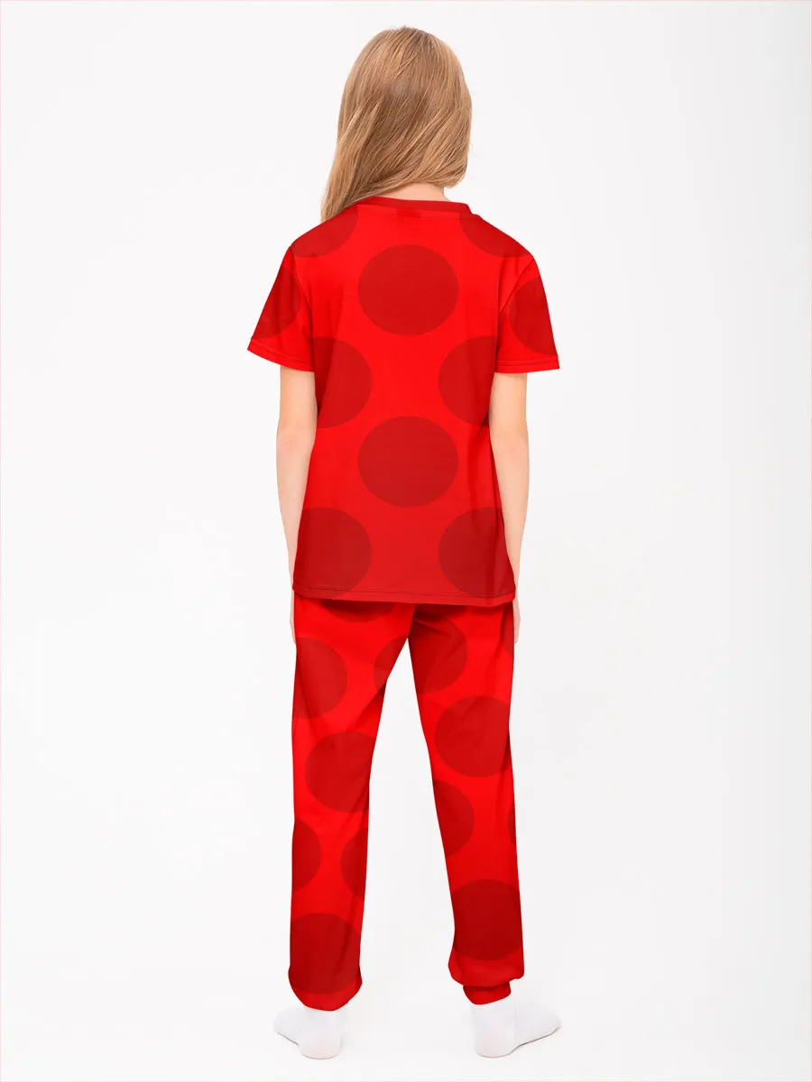 Детская пижама с брюками хлопок / P052_LBRedBig