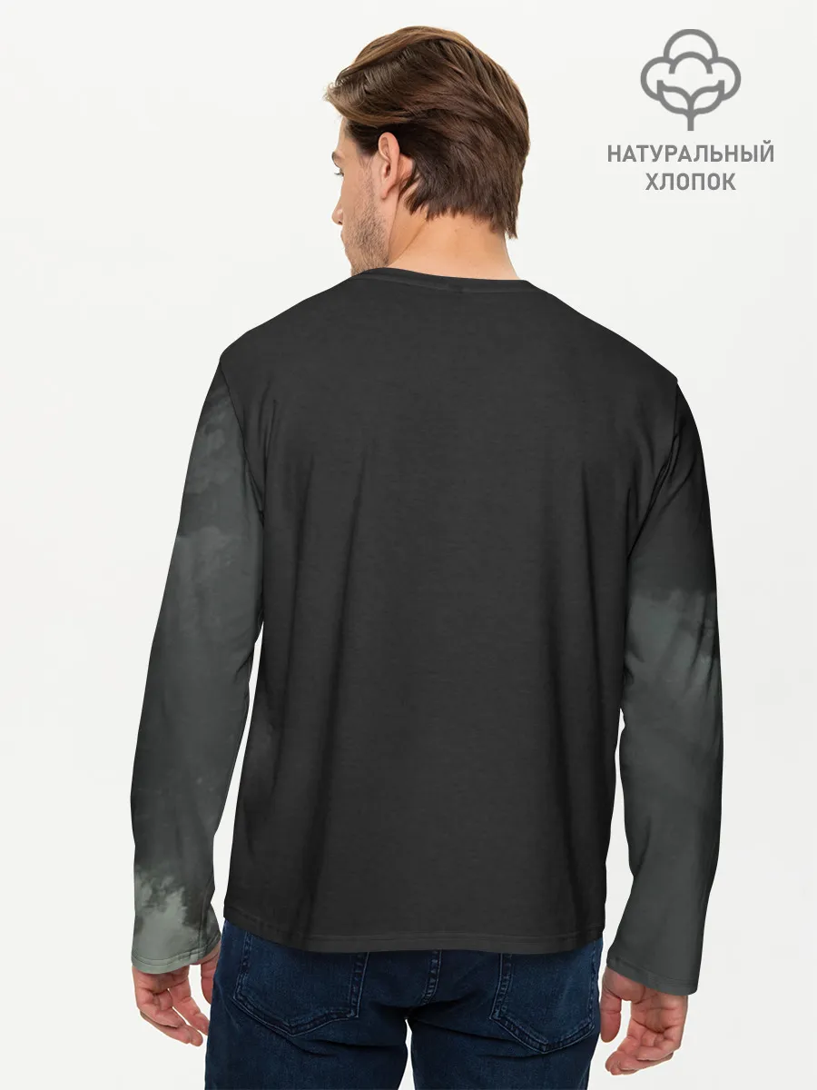 Мужской лонгслив хлопок / Лошадь угли