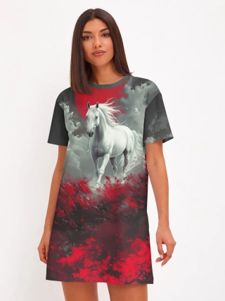 Женское платье хлопок / Лошадь и угли