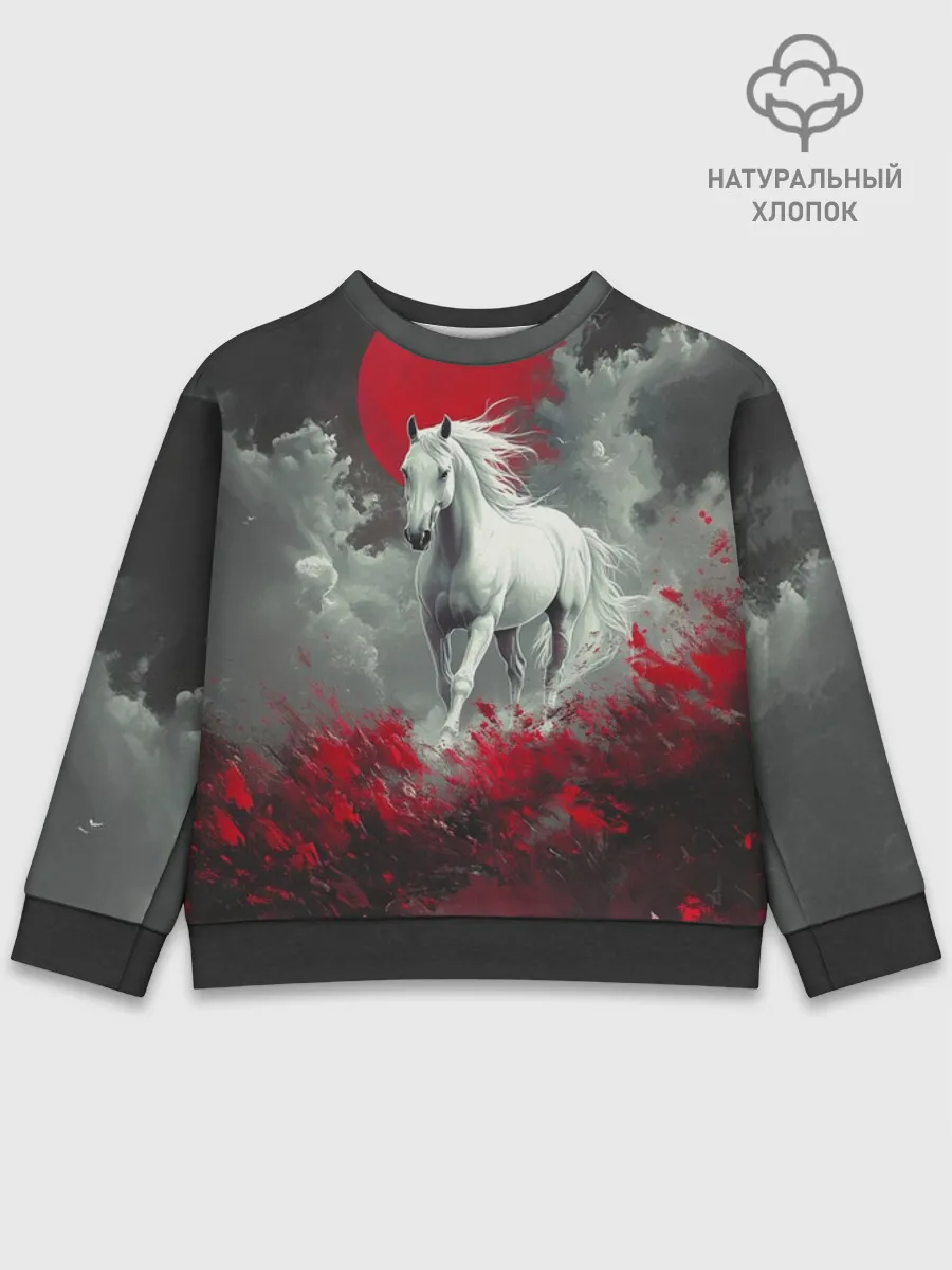 Детский свитшот хлопок / Лошадь угли