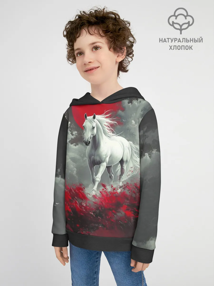 Детское худи хлопок / Лошадь угли