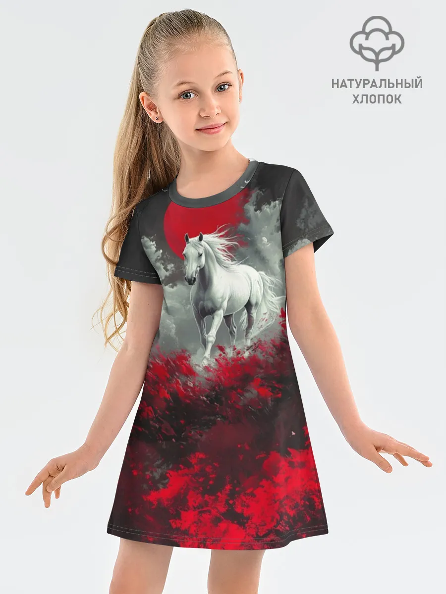 Детское платье хлопок / Лошадь угли