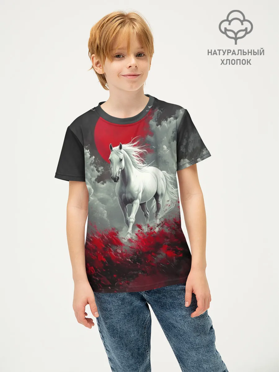 Детская футболка хлопок / Лошадь угли