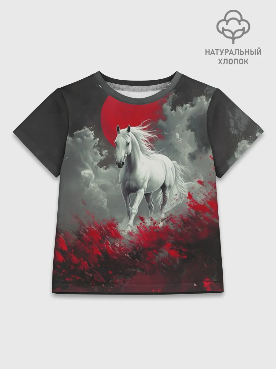 Детская футболка хлопок / Лошадь угли