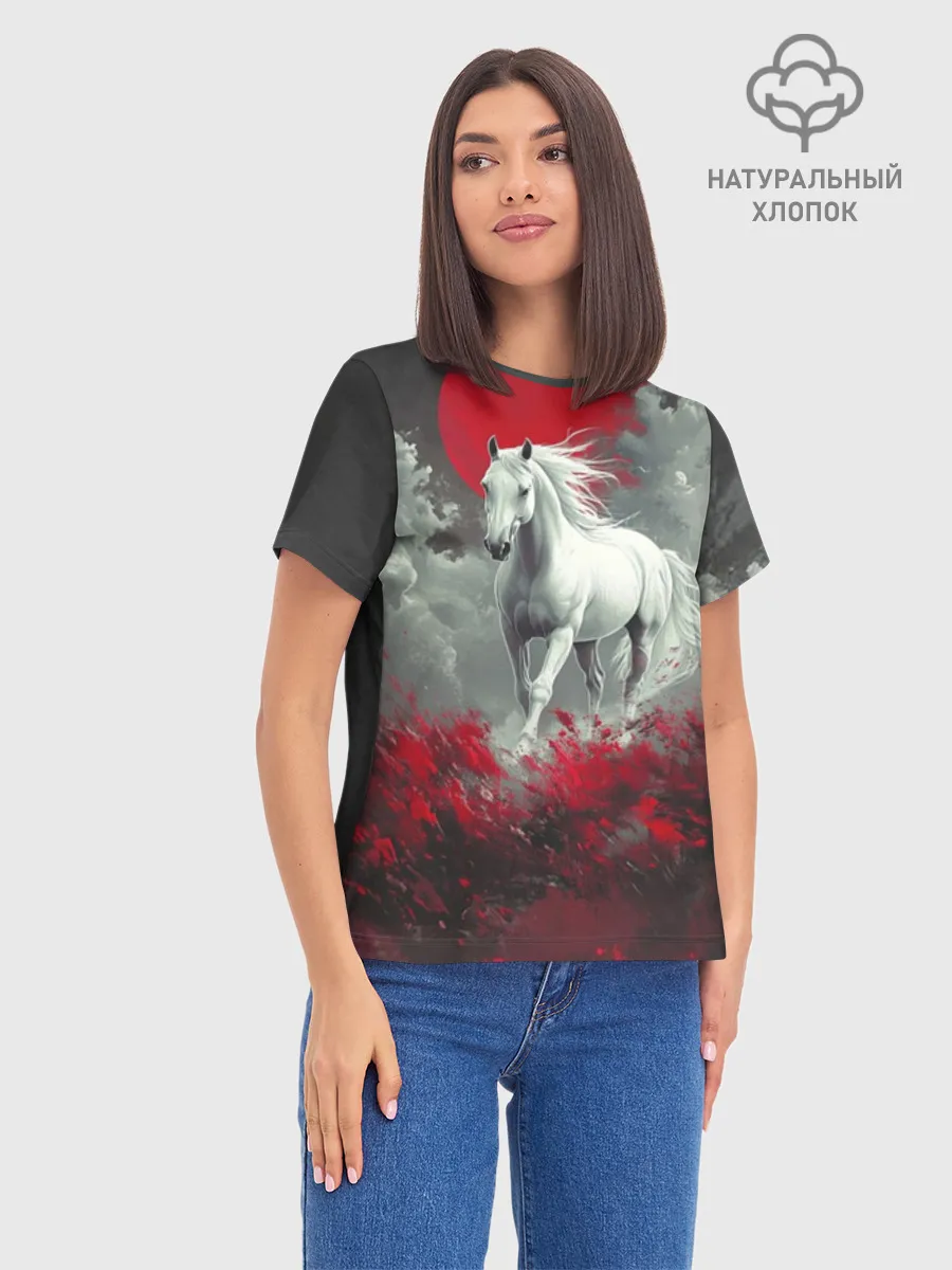 Женская базовая футболка хлопок / Лошадь угли
