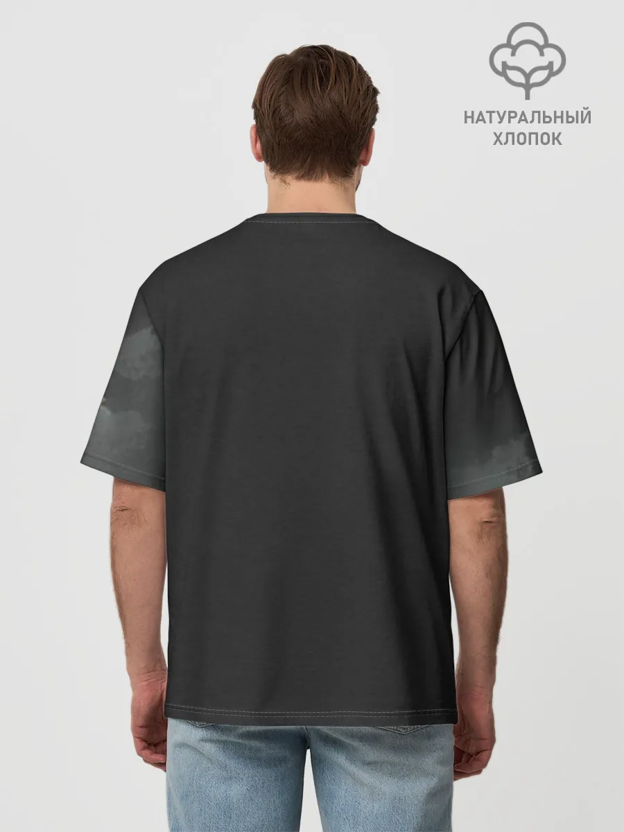 Мужская футболка оверсайз хлопок / Лошадь угли