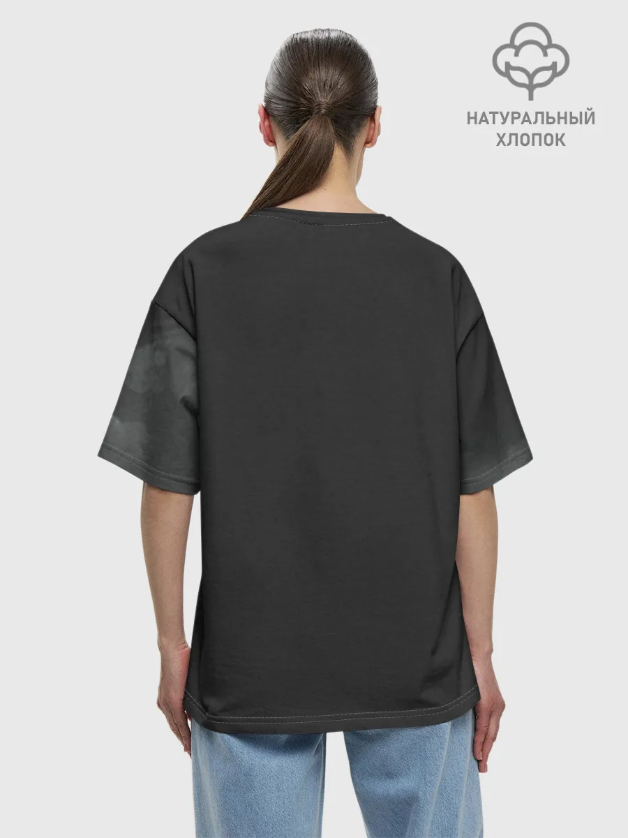 Женская футболка оверсайз хлопок / Лошадь угли