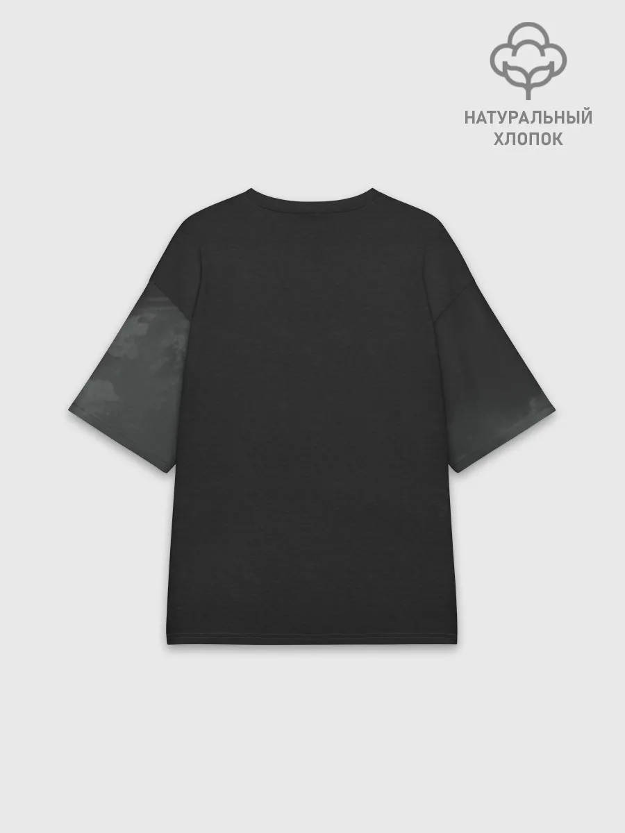 Женская футболка оверсайз хлопок / Лошадь угли