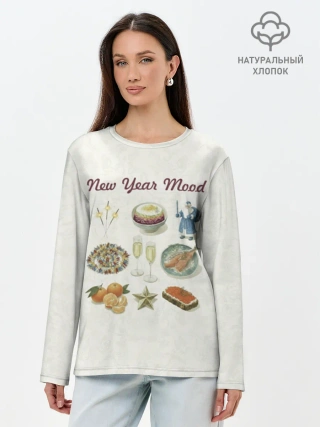 Лонгслив женский. Хлопок / Новогодний советский коллаж