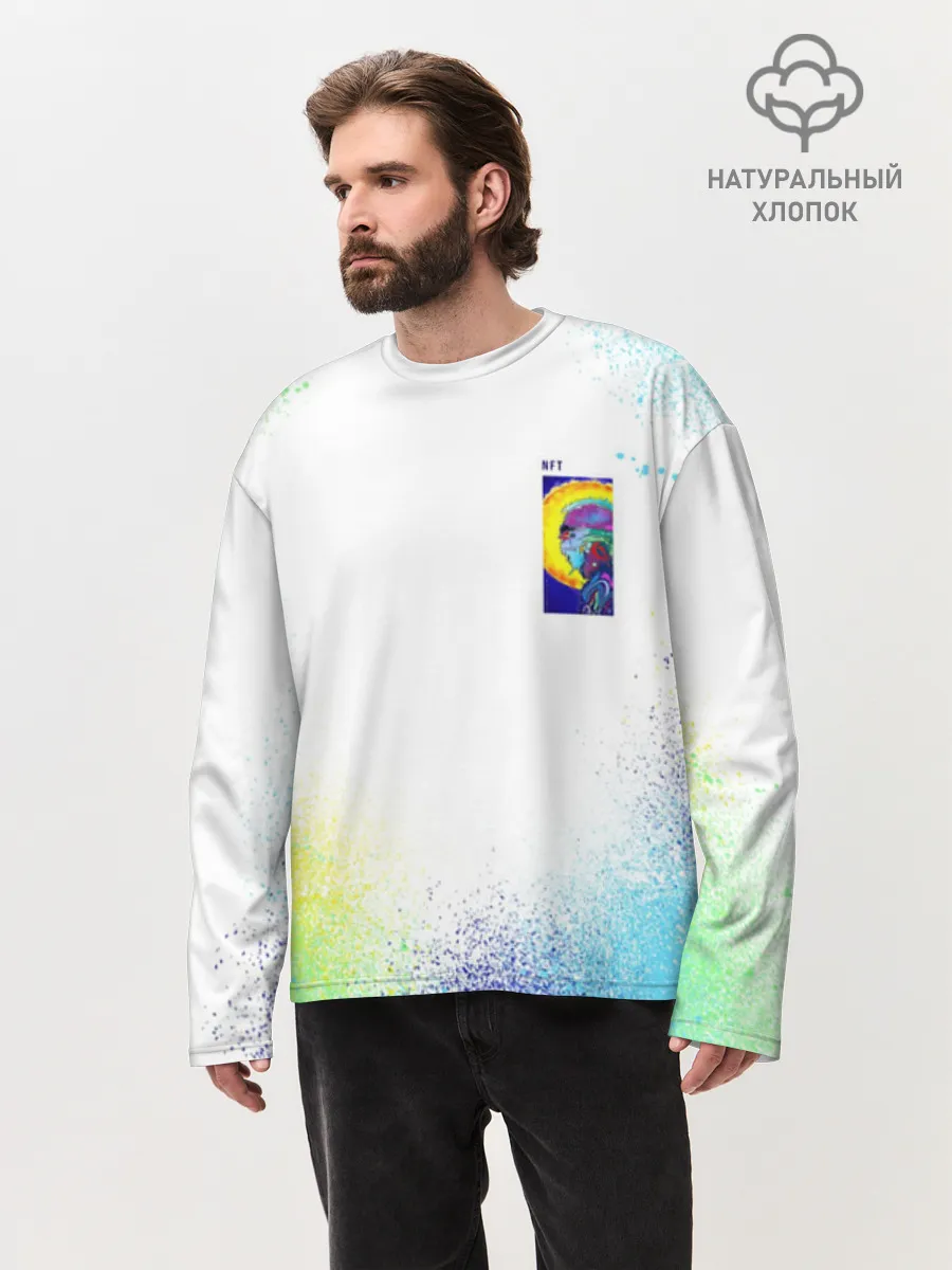 Мужской лонгслив оверсайз хлопок / 887_Spray