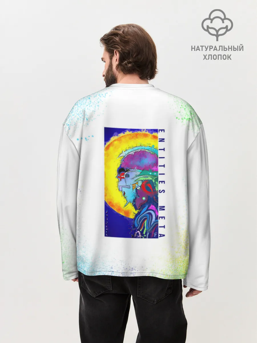 Мужской лонгслив оверсайз хлопок / 887_Spray