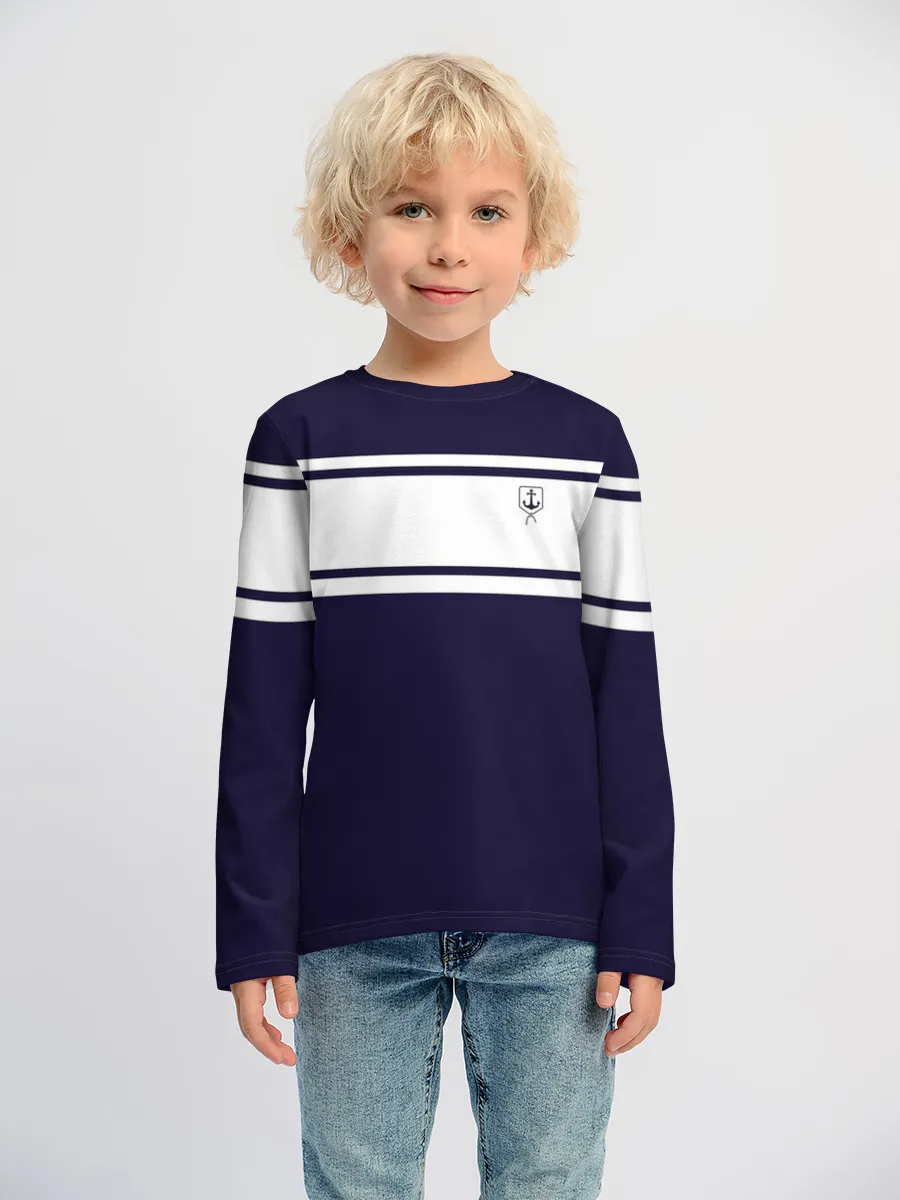 Детский лонгслив хлопок / P001_BlueWhite