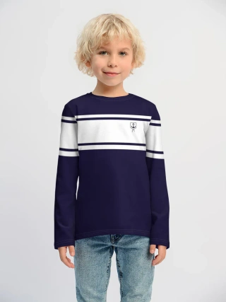 Детский лонгслив хлопок / P001_BlueWhite