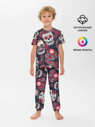 Детская пижама с брюками / Мексиканские черепа