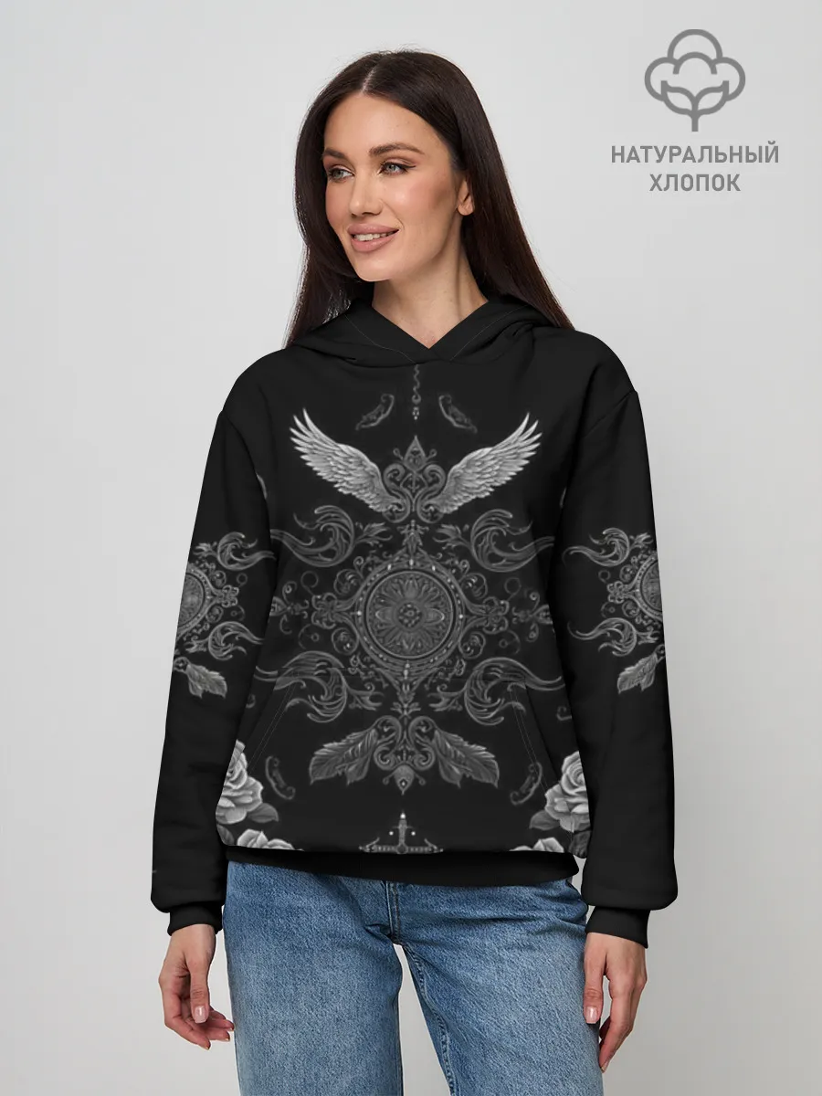 Худи женский база хлопок / Gothic Black