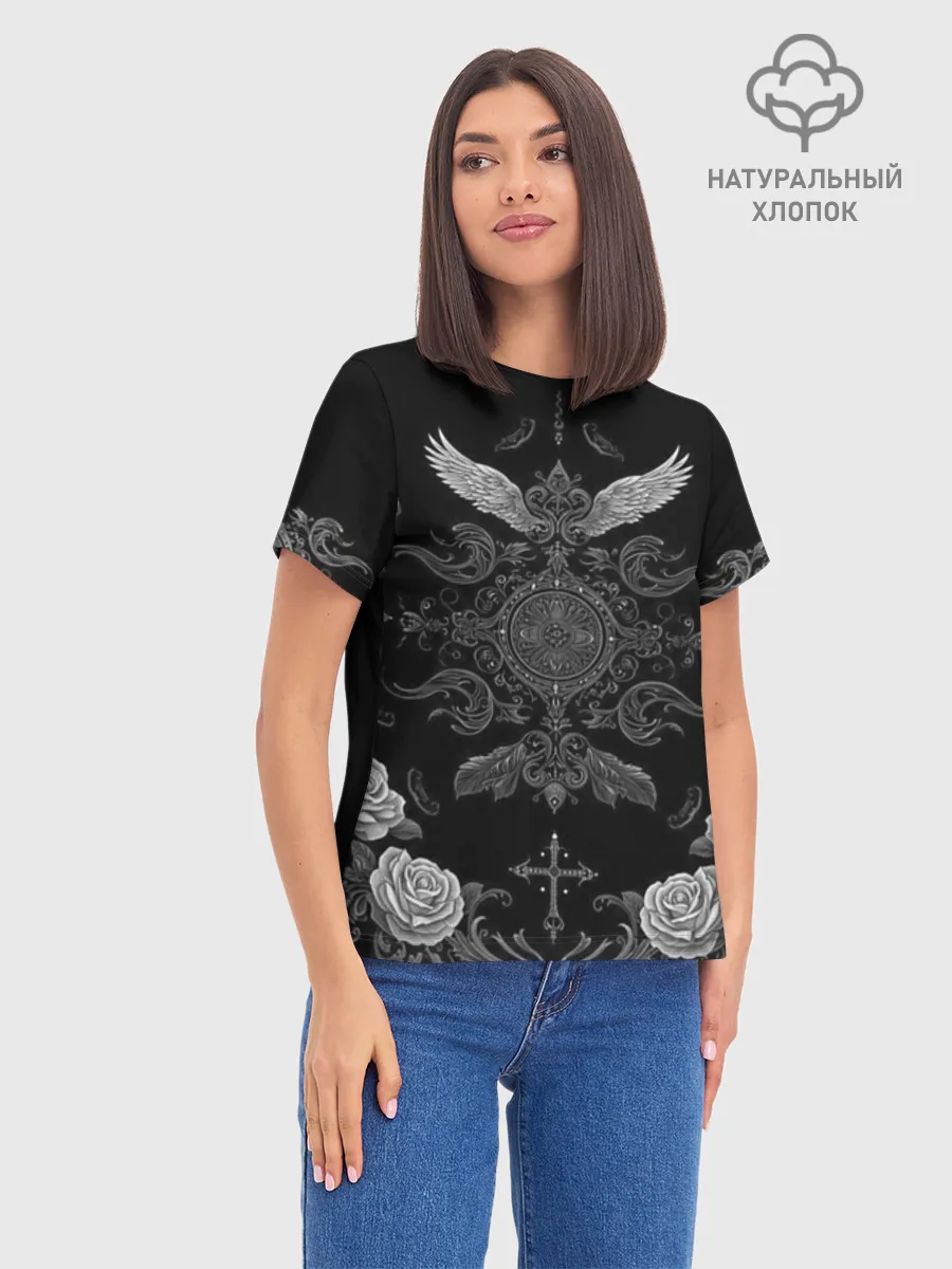Женская базовая футболка хлопок / Gothic Black
