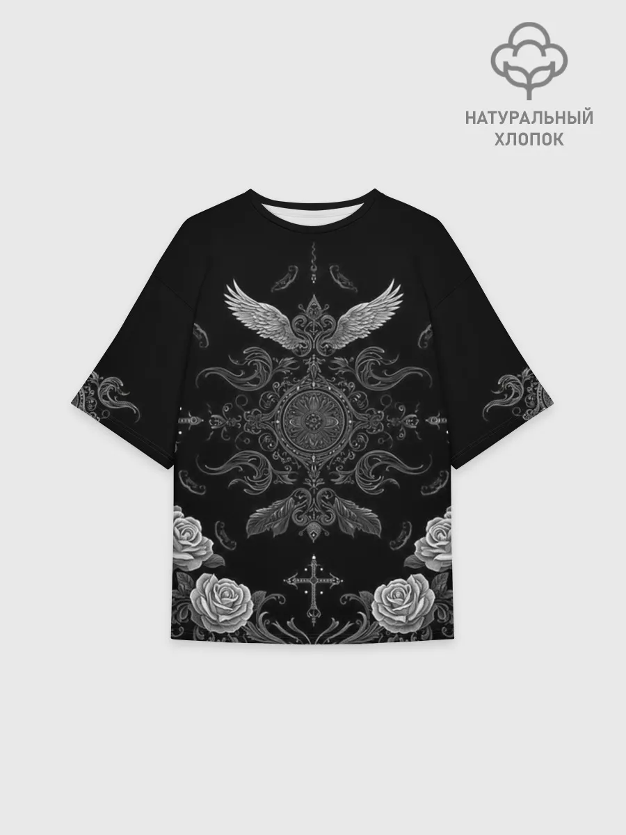 Женская футболка оверсайз хлопок / Gothic Black